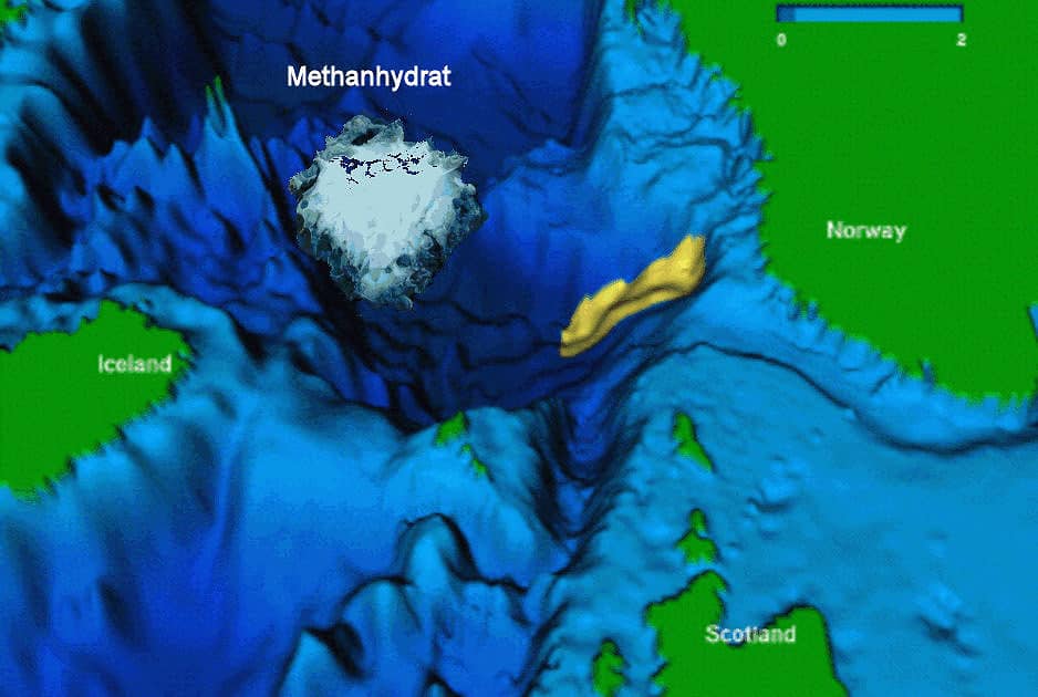 in Eis gefangen gehaltene Methanmoleküle 