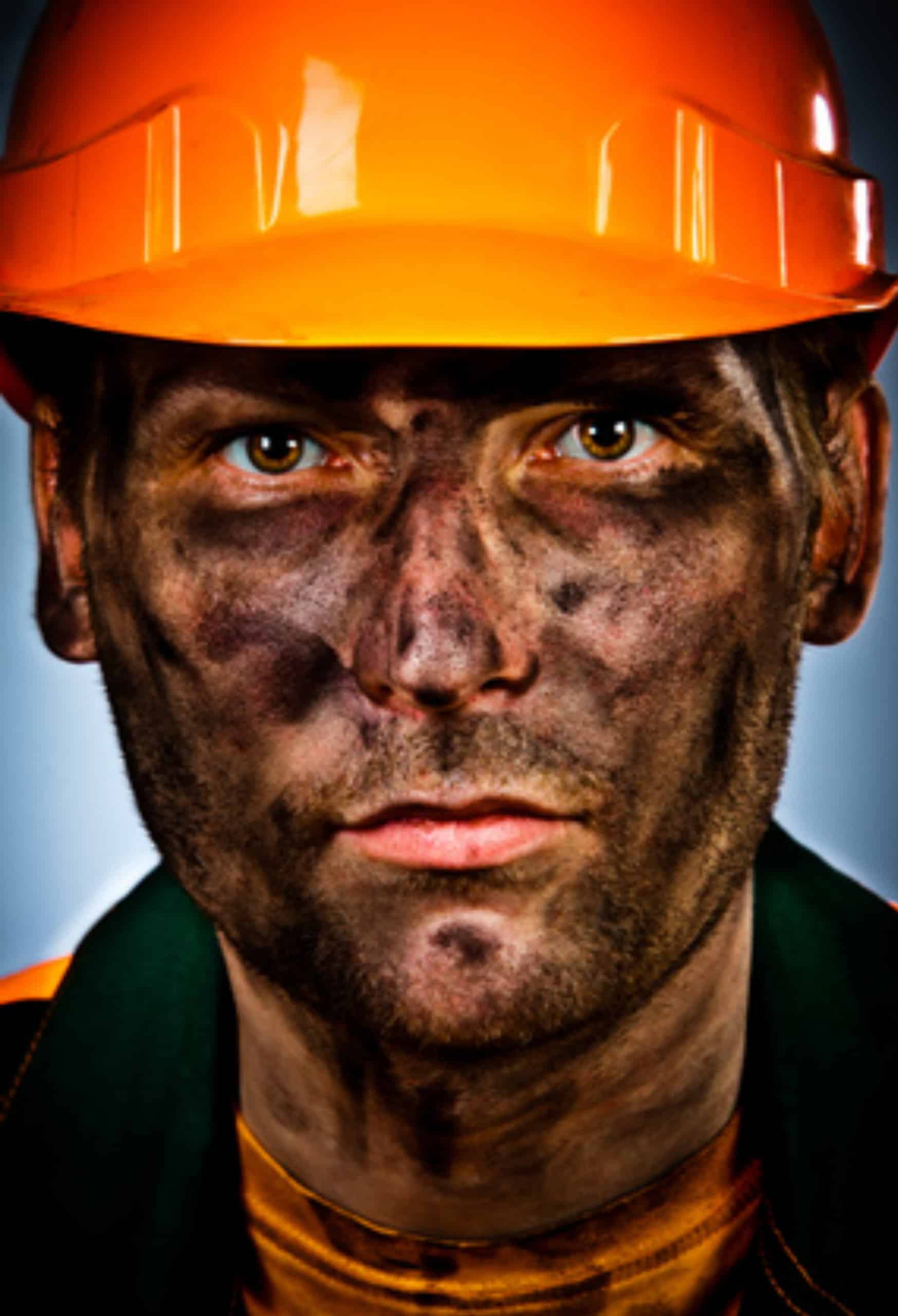 oil industry worker on blue background