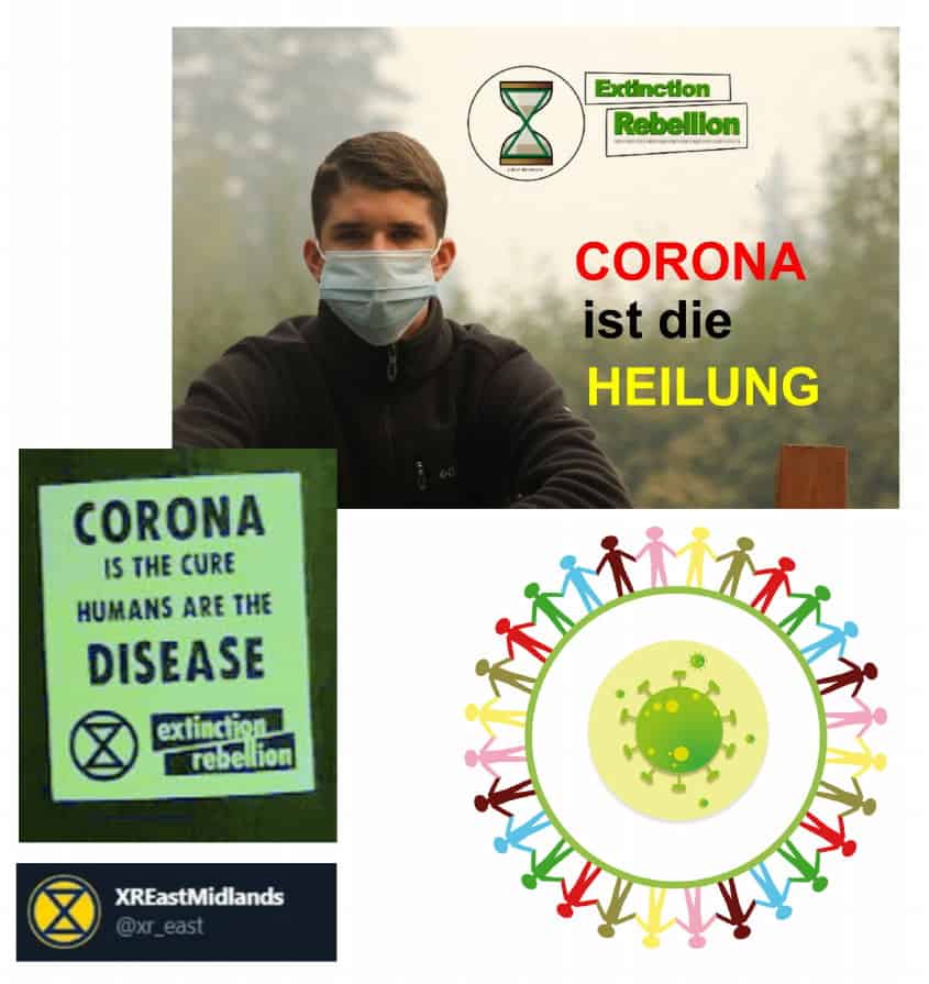 Corona ist die Heilung sagt Extinction Rebellion