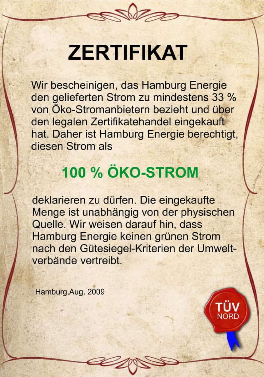 Strom-Zertifikat